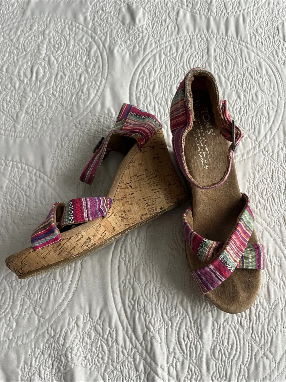 TOMS Sienna Women's Canvas Wedge Sandals Boho Festival Summer